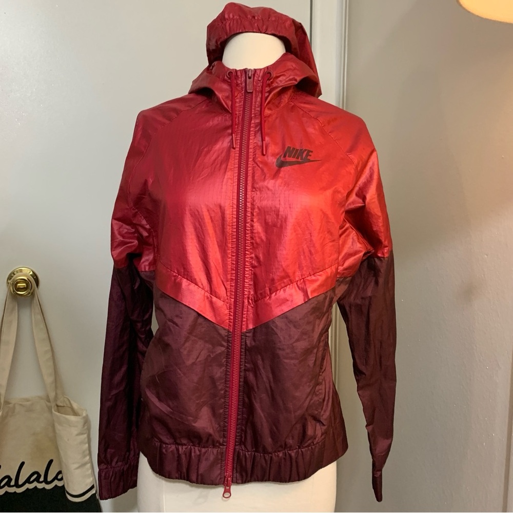 Nike Red and Burgundy Windbreaker Jacket